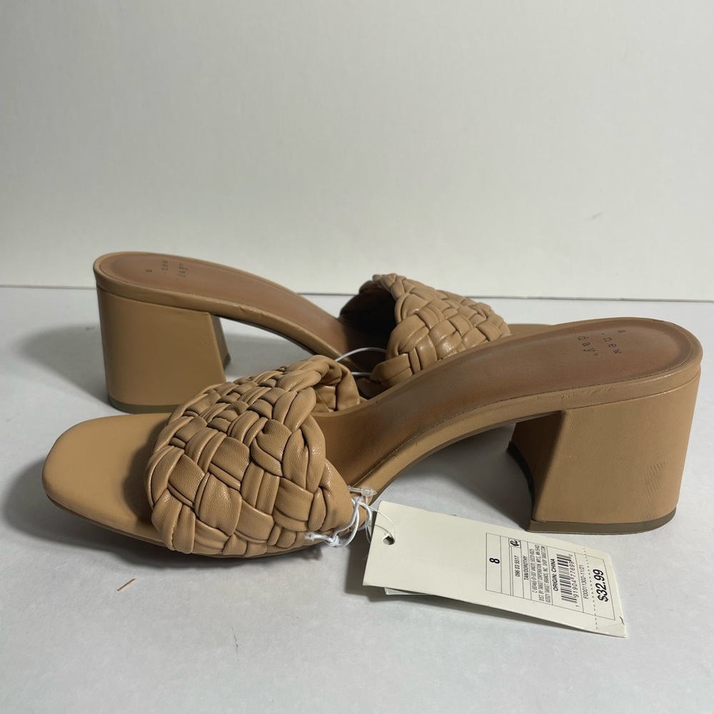 A New Day Women's Tan Braided Heeled Sandals Size 8 - Picture 3 of 4